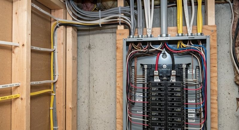 Electrician working on a residential electrical panel