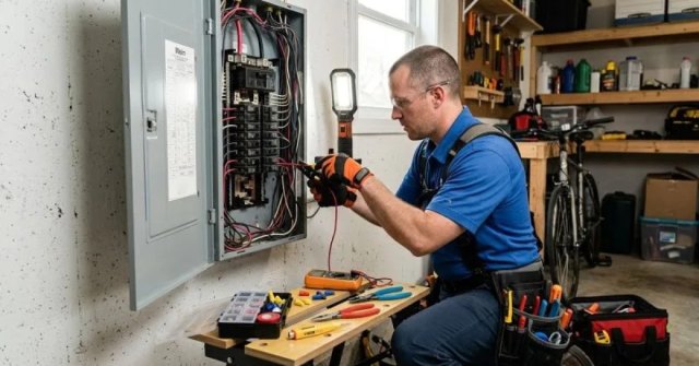 Damaged residential electrical component and related room or panel