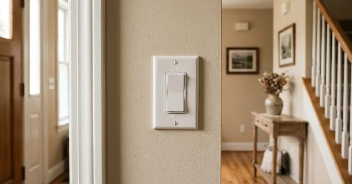 Wall-mounted electrical light switch in a home