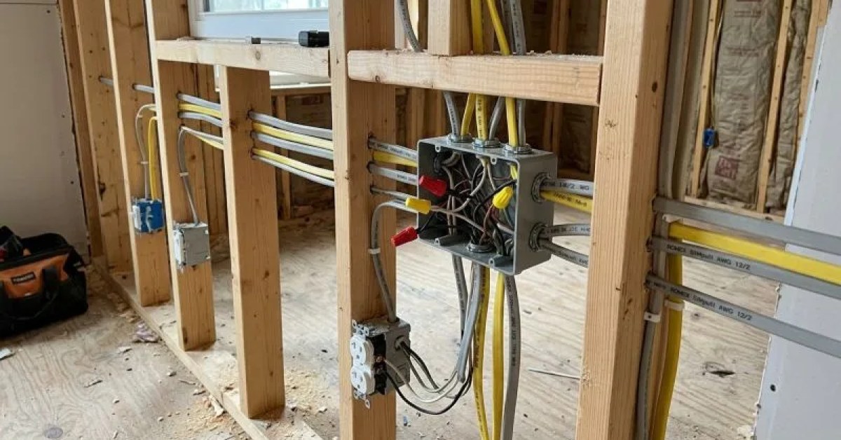 Electrical wiring inside a residential wall
