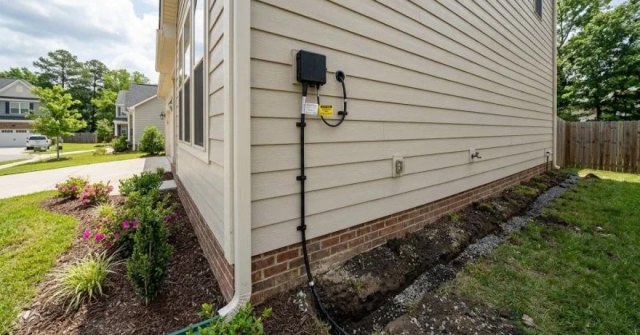 Two photos showing a fiber equipment area and an interior connection location