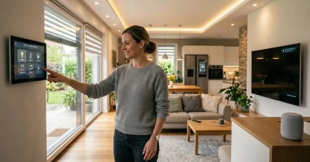 Two photos showing existing home controls and a room included in an automation request