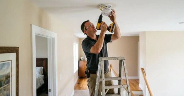 Smoke detector locations and existing ceiling wiring in a home