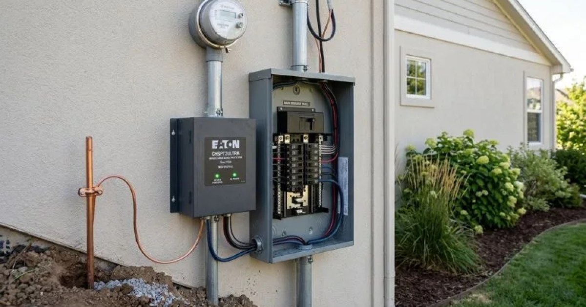 Electrical panel prepared for a surge protection installation estimate